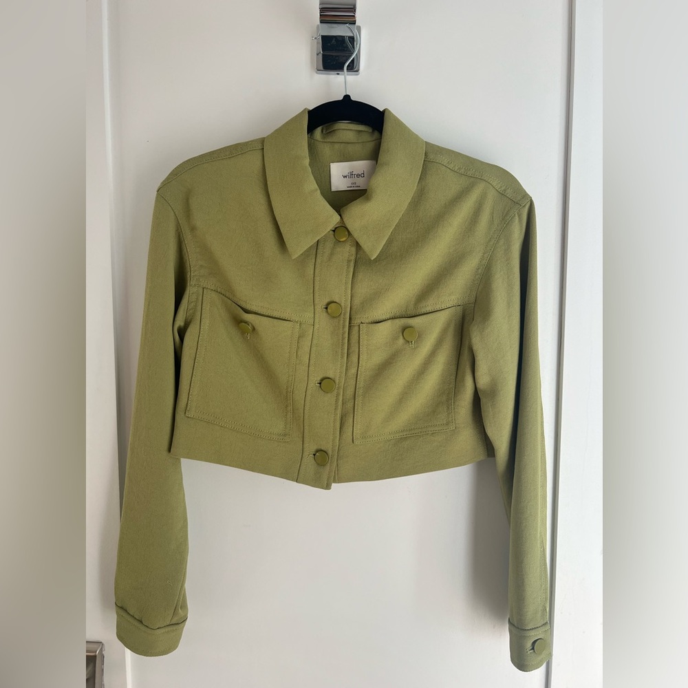 Aritzia Wilfred Green Cropped Jacket